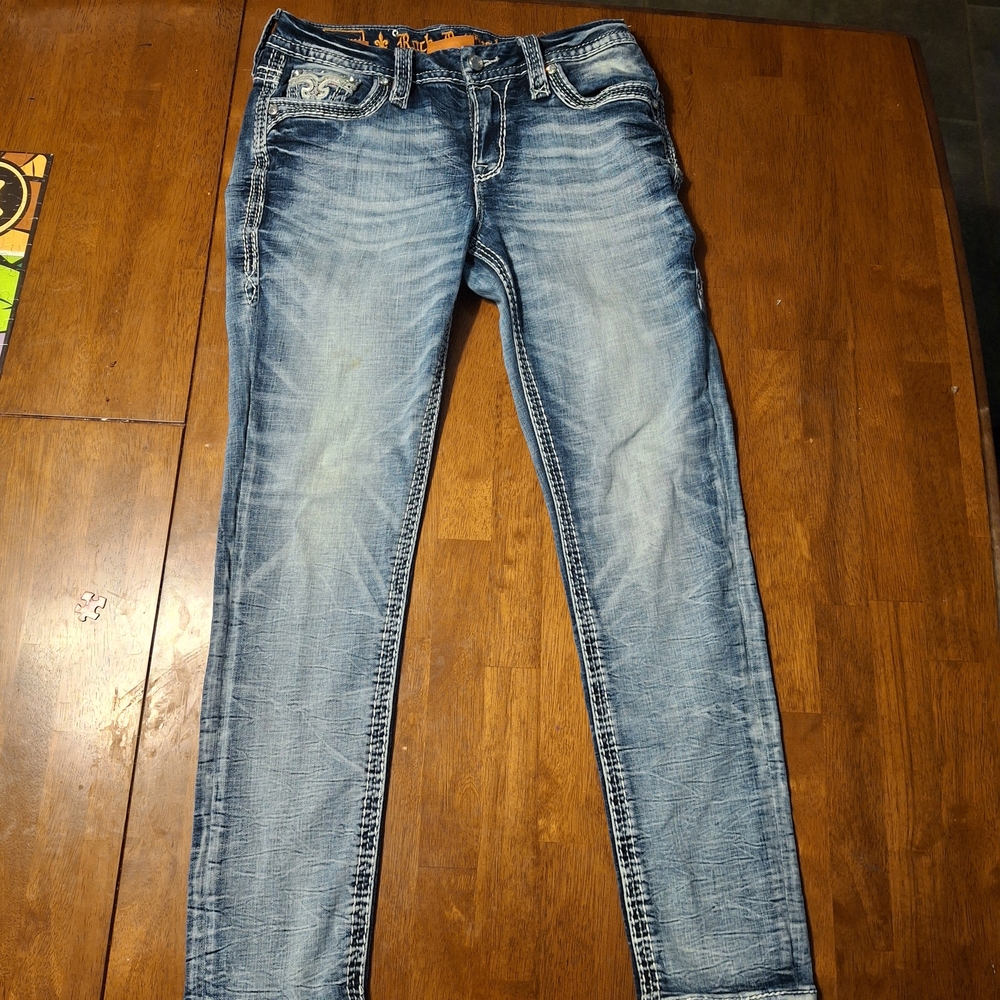 Rock Revival Blue Distressed Women Jeans